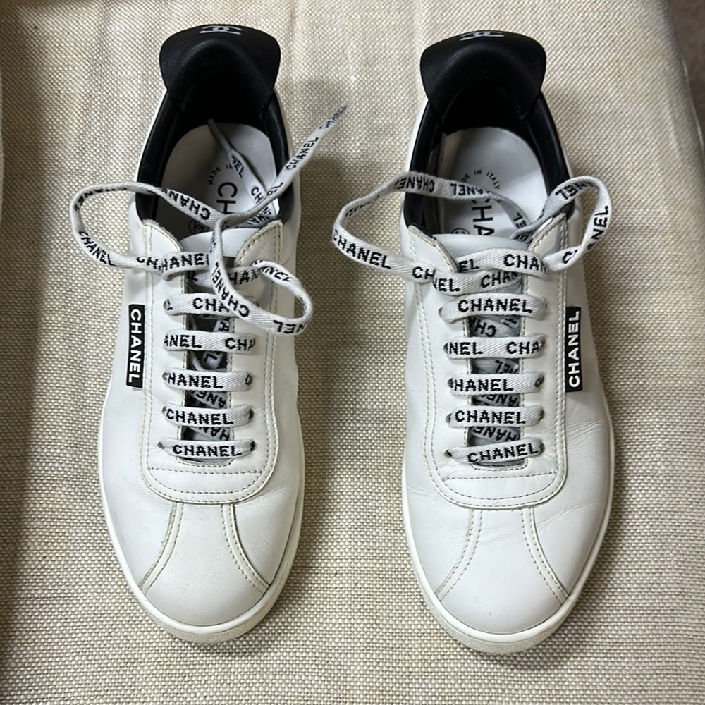 Chanel White and Black  Sneakers - Picture 1 of 9